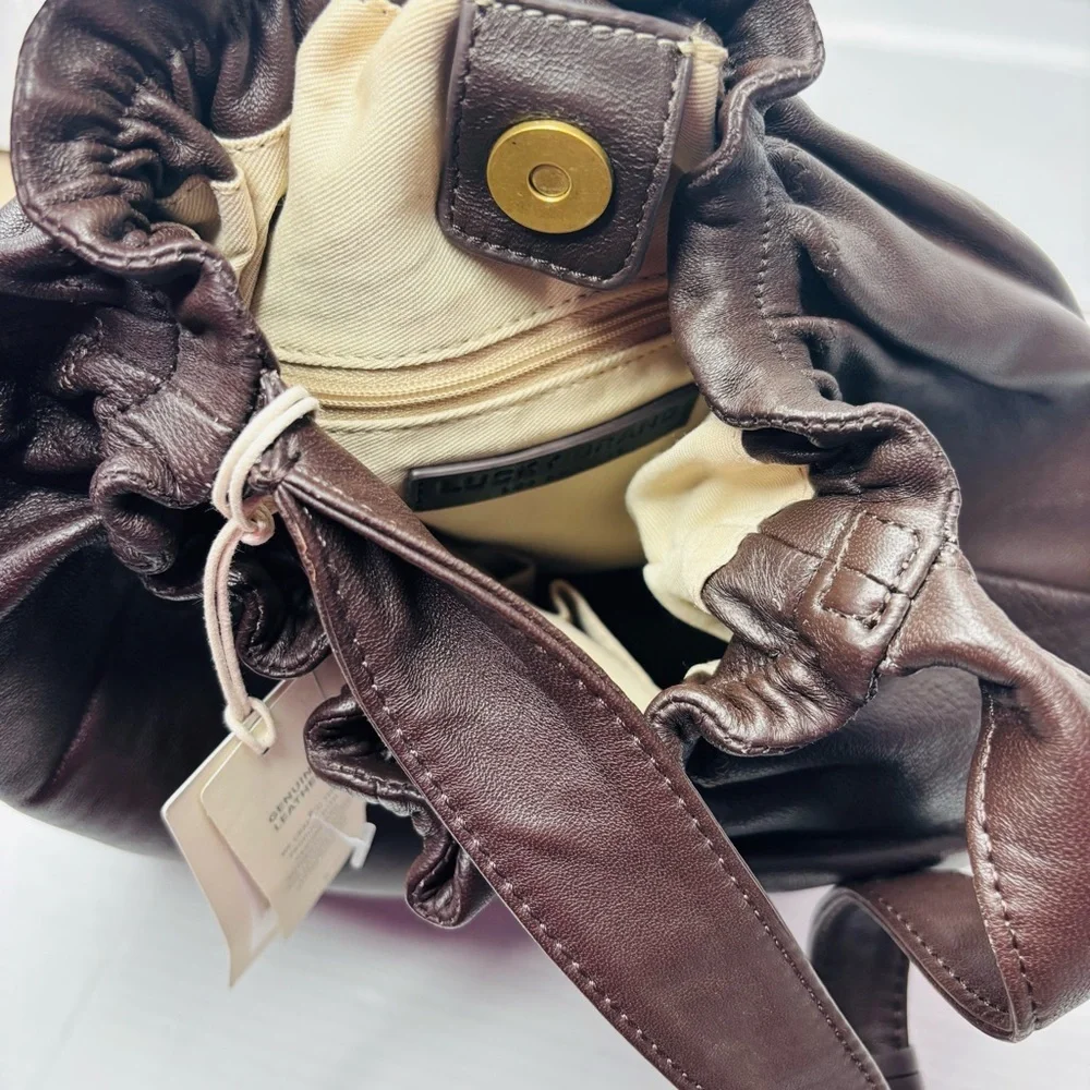 New LUCKY BRAND Chocolate Alva Hobo Shoulder Leather Bag